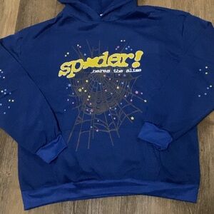 Spider Blue Graphic Cardigan Sweater